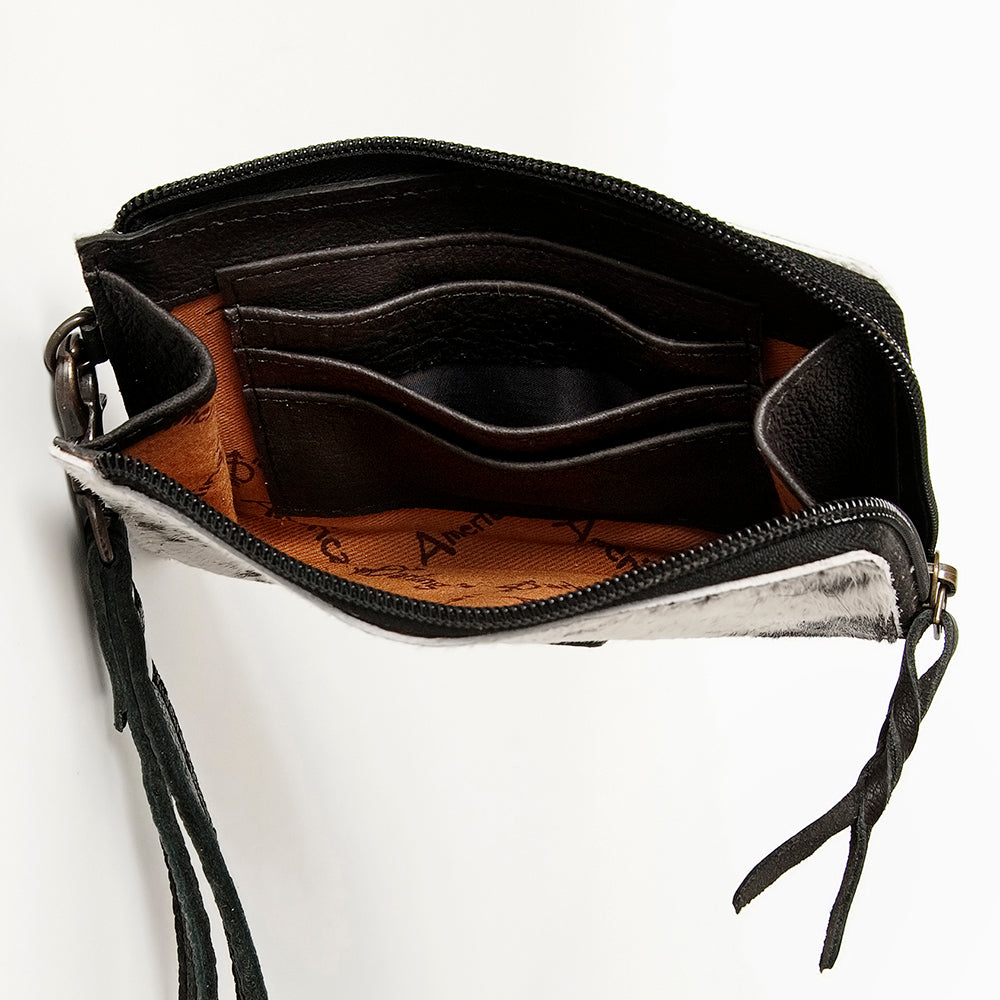 LC-ADBG821 Hair-On Cowhide Leather Coin Purse Western Mini Zip Wallet