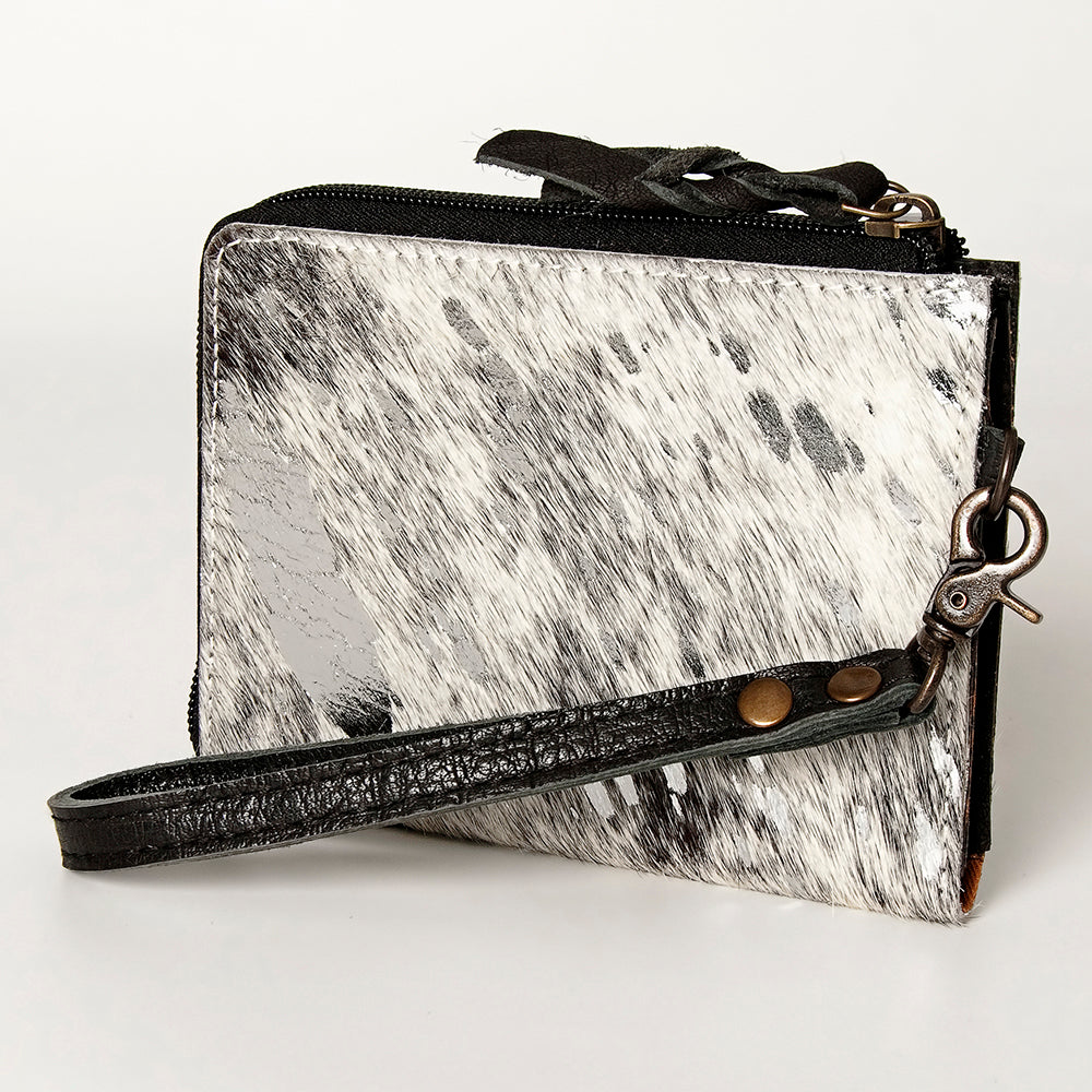 LC-ADBG821 Hair-On Cowhide Leather Coin Purse Western Mini Zip Wallet