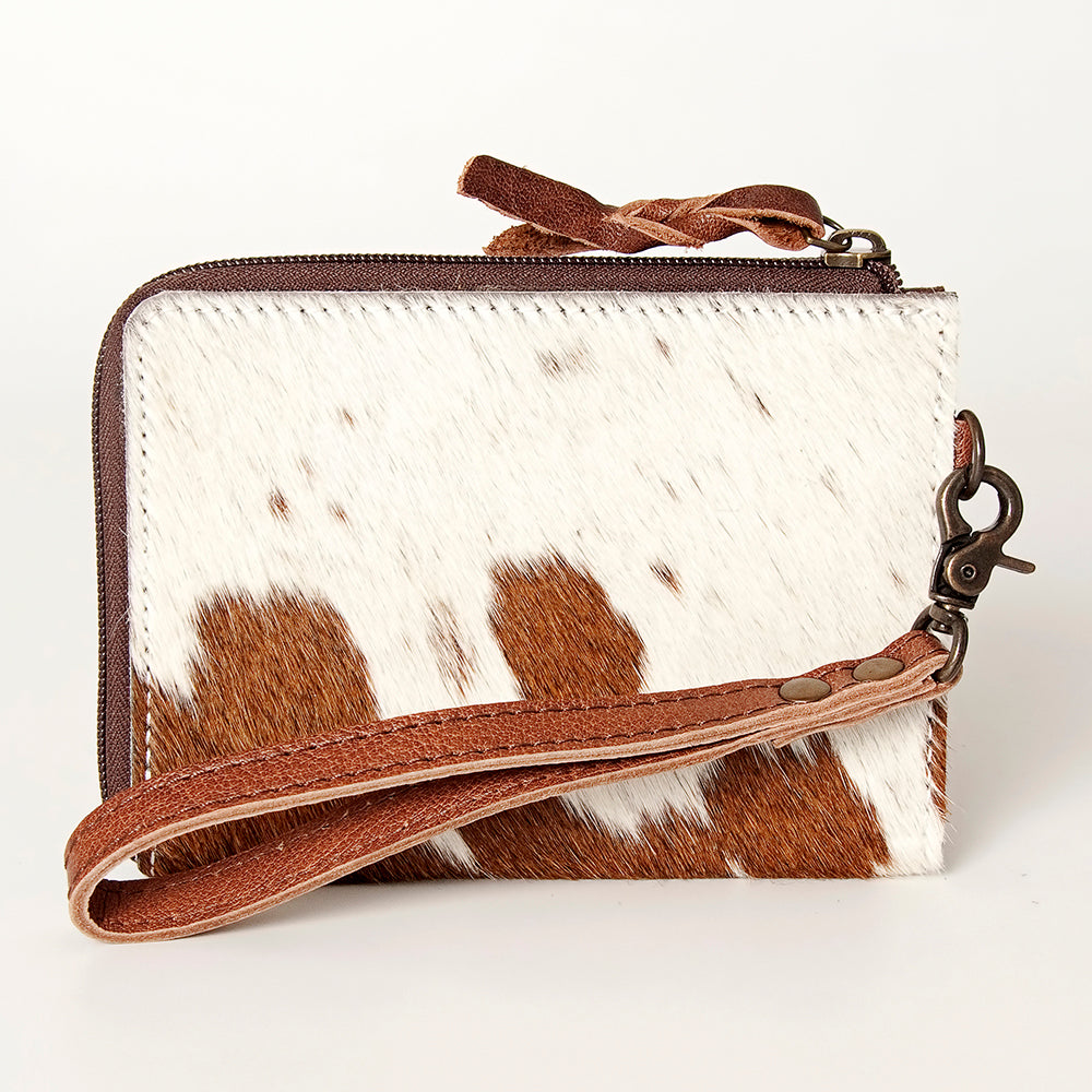 LC-ADBG821 Hair-On Cowhide Leather Coin Purse Western Mini Zip Wallet