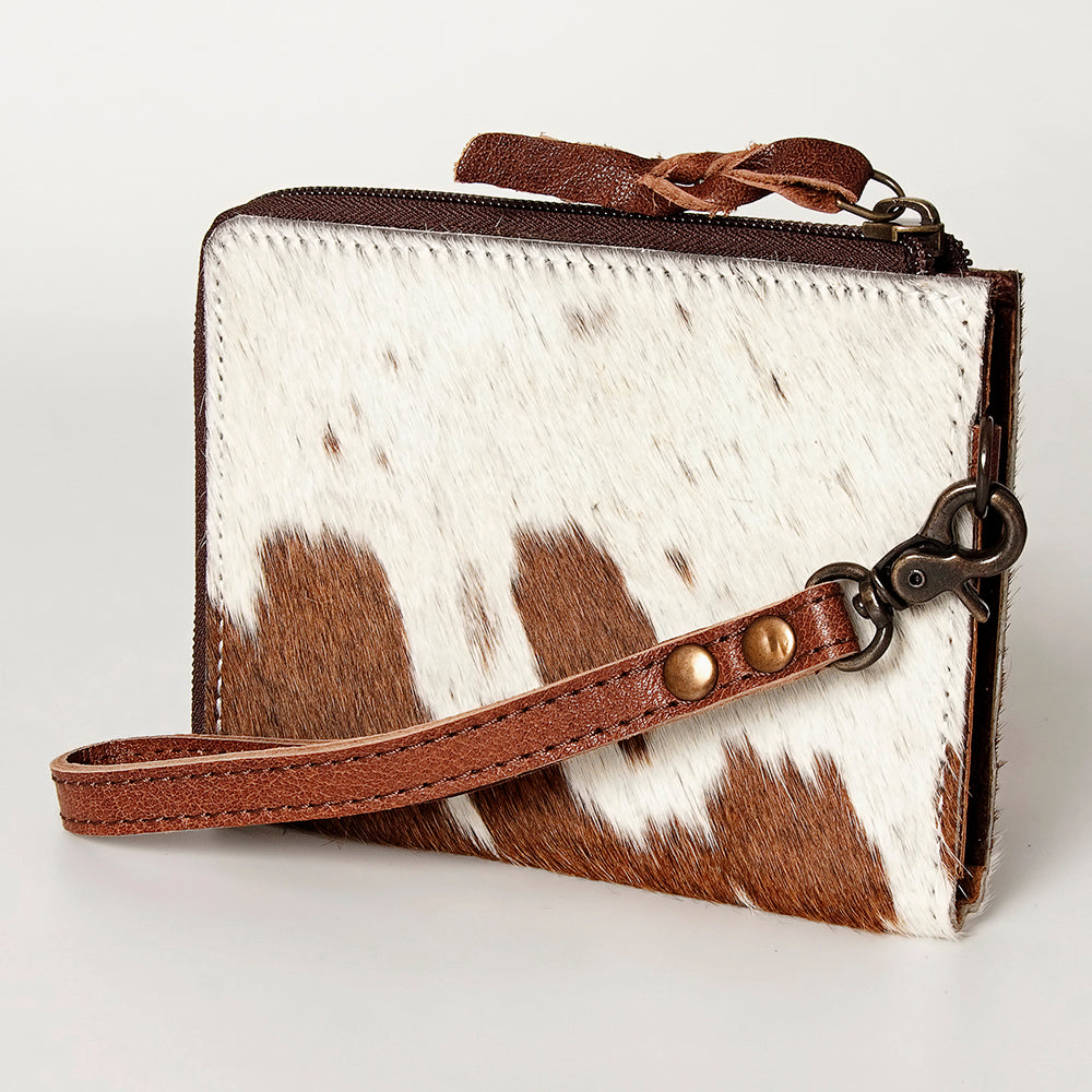 LC-ADBG821 Hair-On Cowhide Leather Coin Purse Western Mini Zip Wallet
