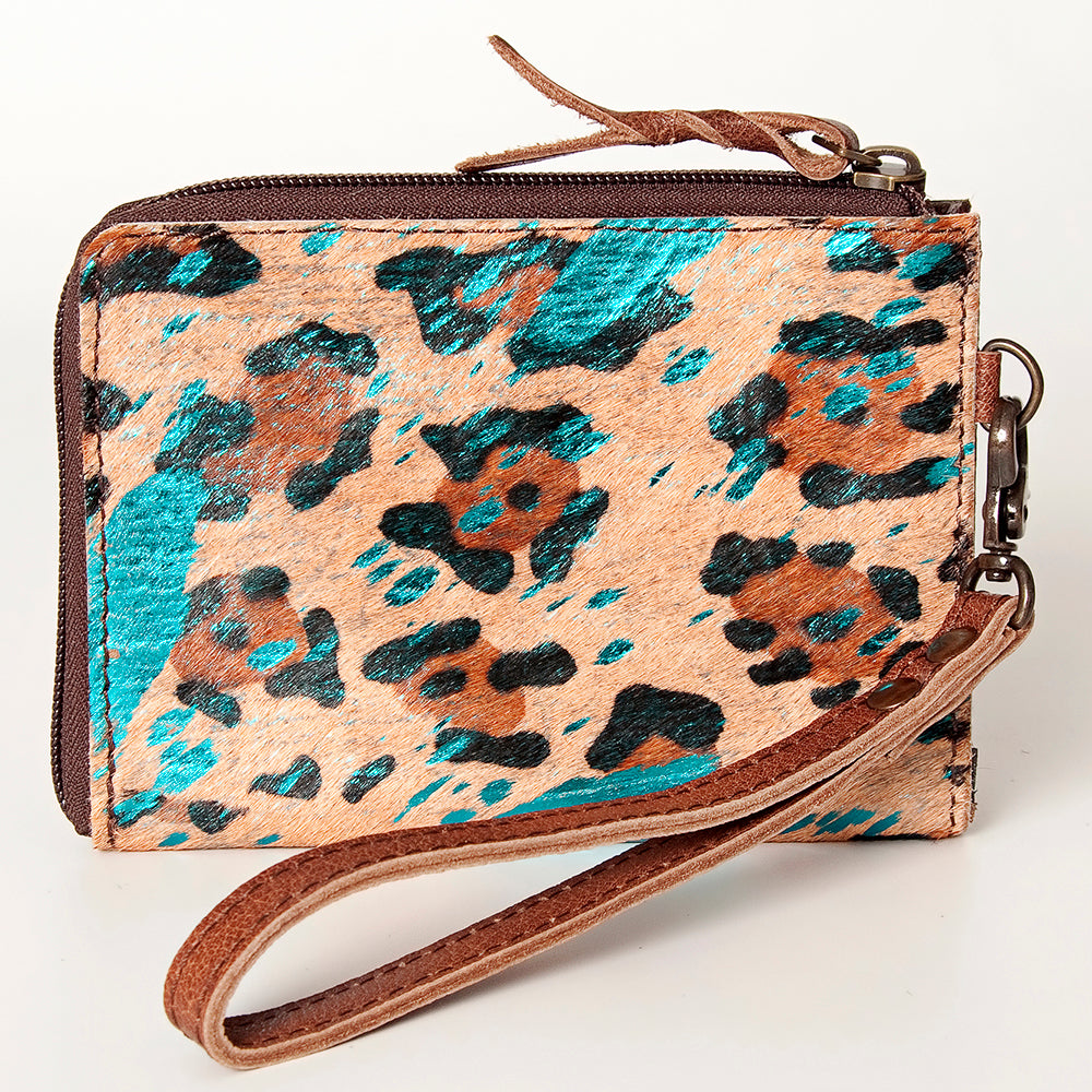 LC-ADBG821 Hair-On Cowhide Leather Coin Purse Western Mini Zip Wallet