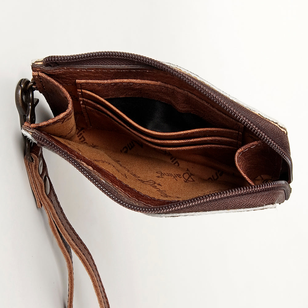 LC-ADBG821 Hair-On Cowhide Leather Coin Purse Western Mini Zip Wallet