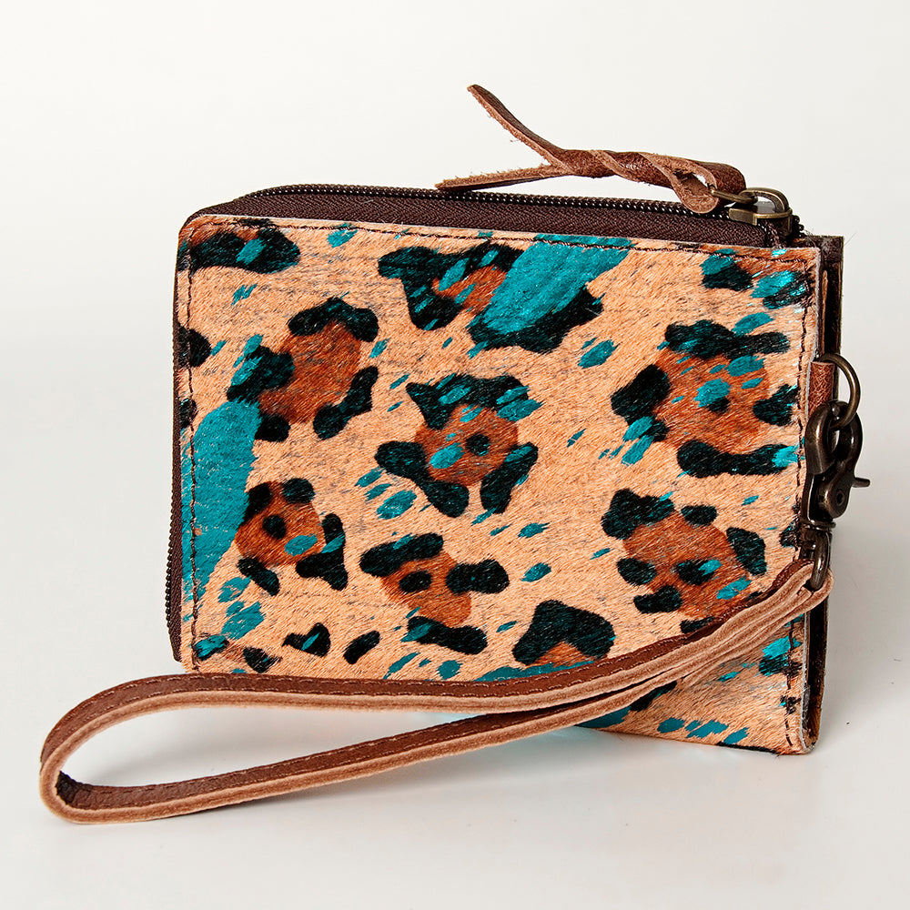 LC-ADBG821 Hair-On Cowhide Leather Coin Purse Western Mini Zip Wallet