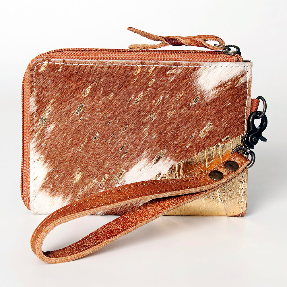 LC-ADBG821 Hair-On Cowhide Leather Coin Purse Western Mini Zip Wallet