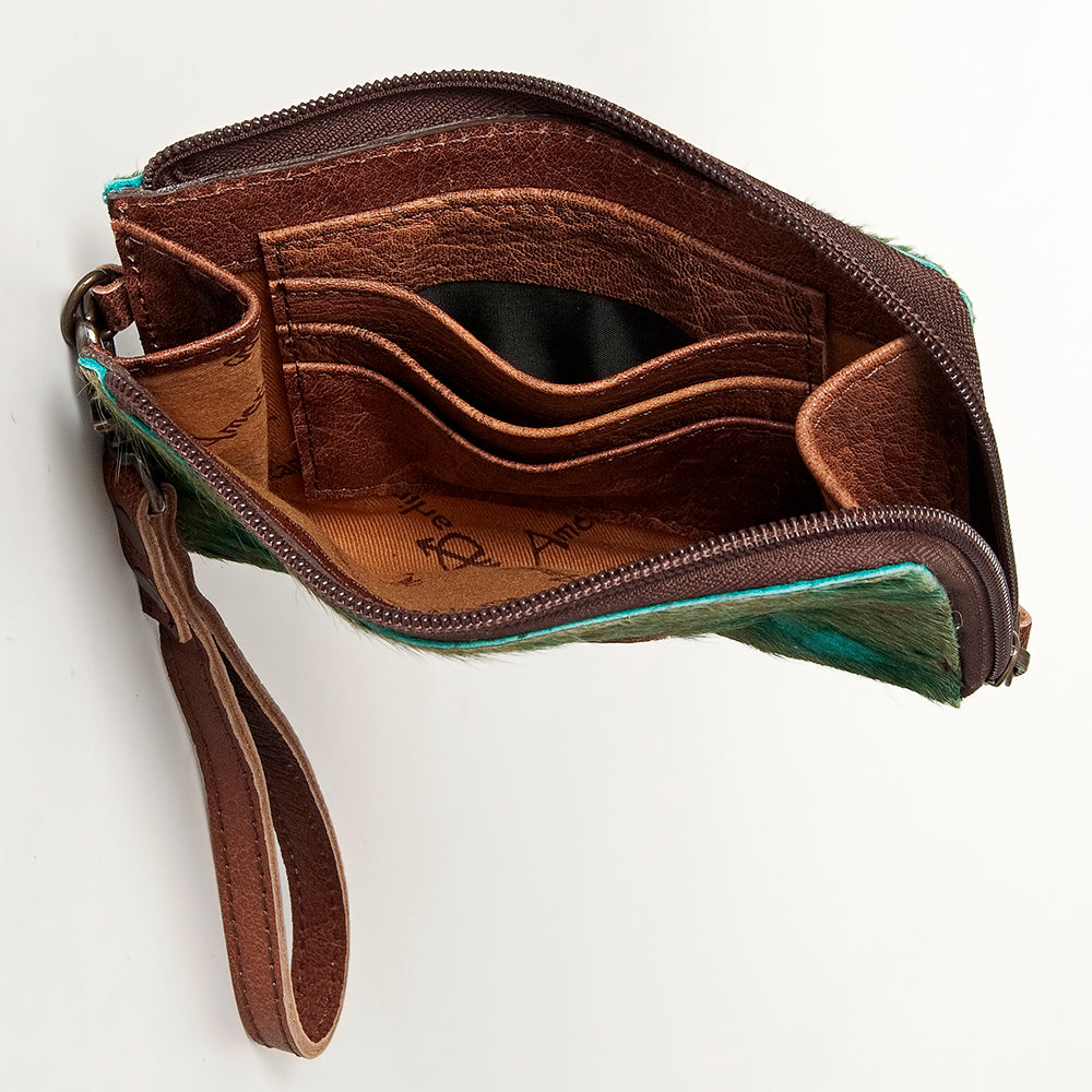 LC-ADBG821 Hair-On Cowhide Leather Coin Purse Western Mini Zip Wallet