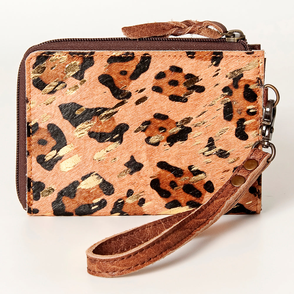 LC-ADBG821 Hair-On Cowhide Leather Coin Purse Western Mini Zip Wallet