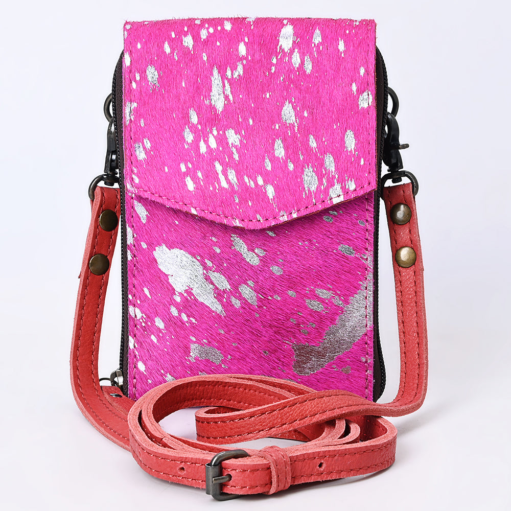 LC-ADBG822 Hair-On Cowhide Crossbody Phone Bag with Silver Speckles