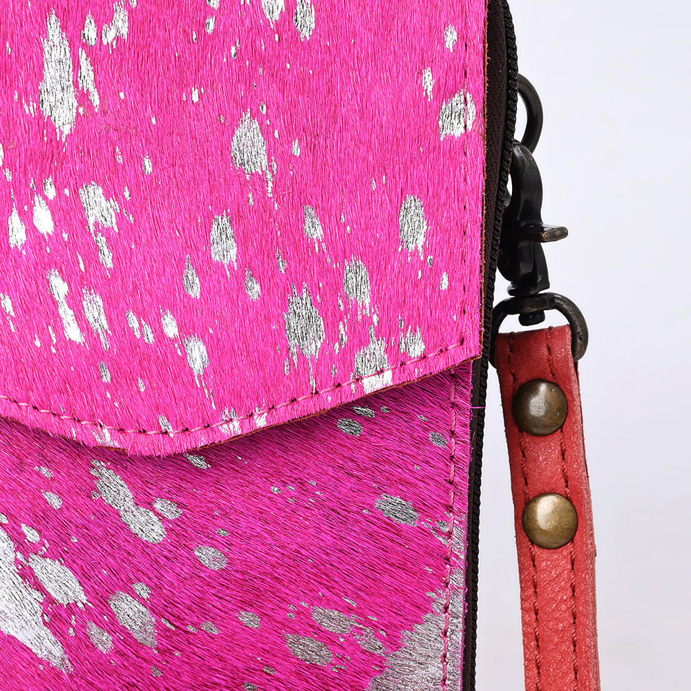 LC-ADBG822 Hair-On Cowhide Crossbody Phone Bag with Silver Speckles