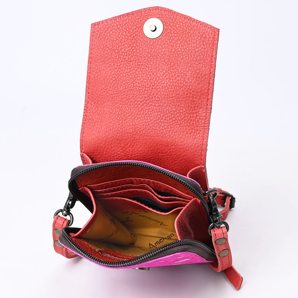 LC-ADBG822 Hair-On Cowhide Crossbody Phone Bag with Silver Speckles