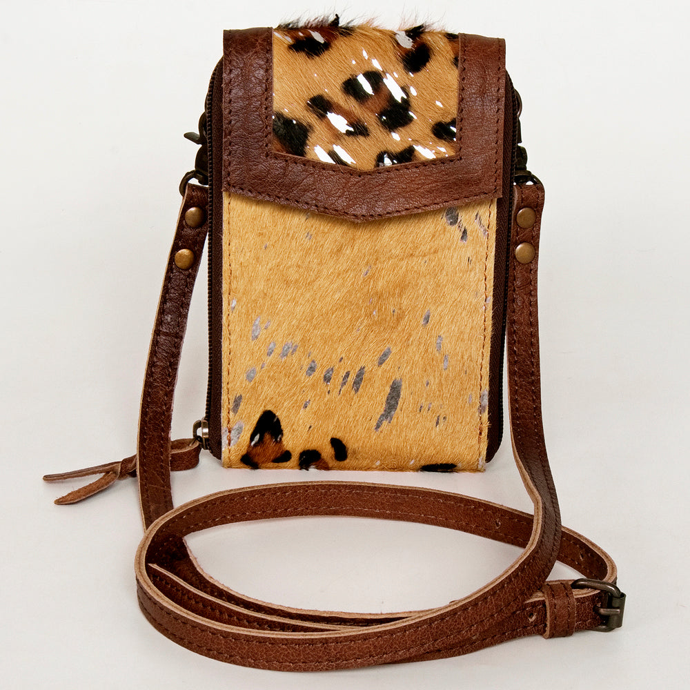 LC-ADBG822 Hair-On Cowhide Crossbody Phone Bag with Silver Speckles