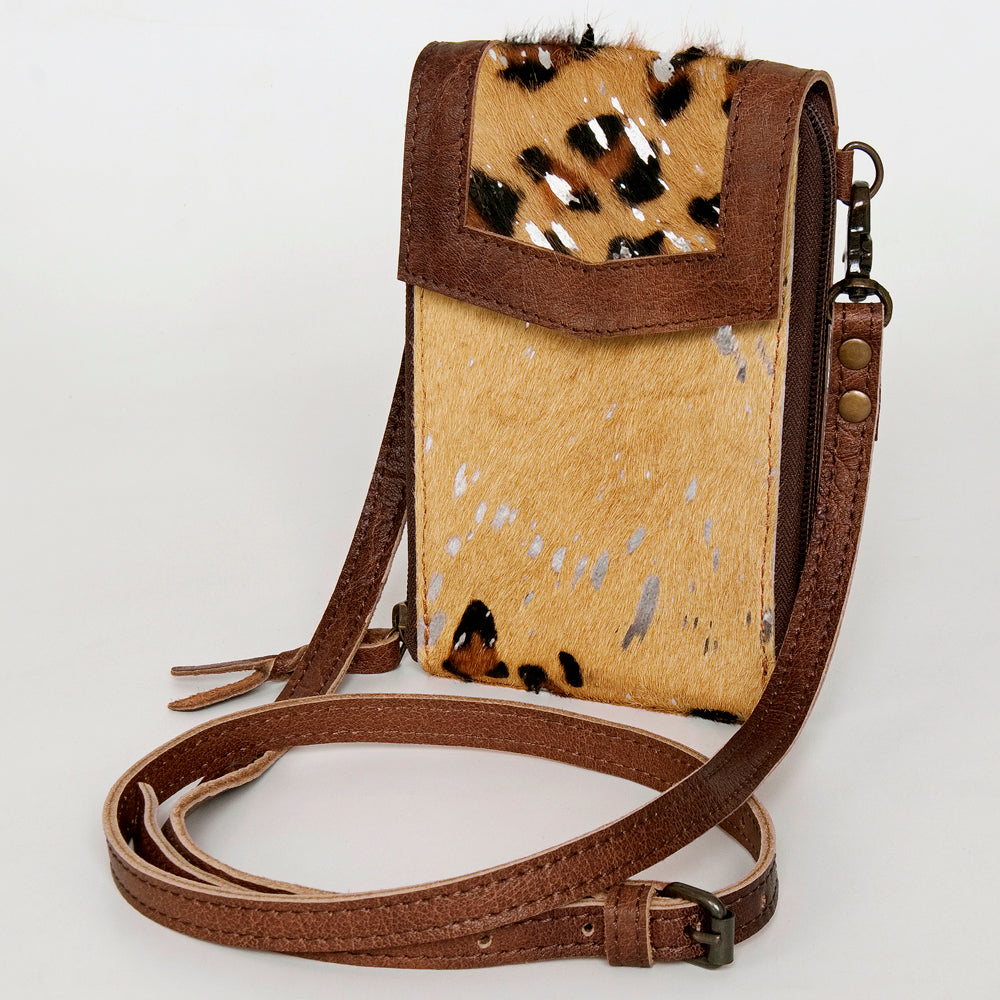 LC-ADBG822 Hair-On Cowhide Crossbody Phone Bag with Silver Speckles