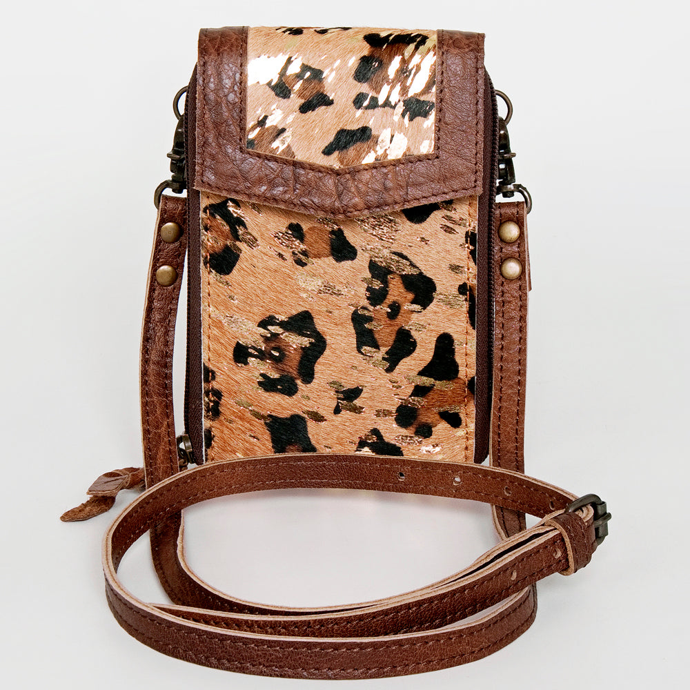 LC-ADBG822 Hair-On Cowhide Crossbody Phone Bag with Silver Speckles