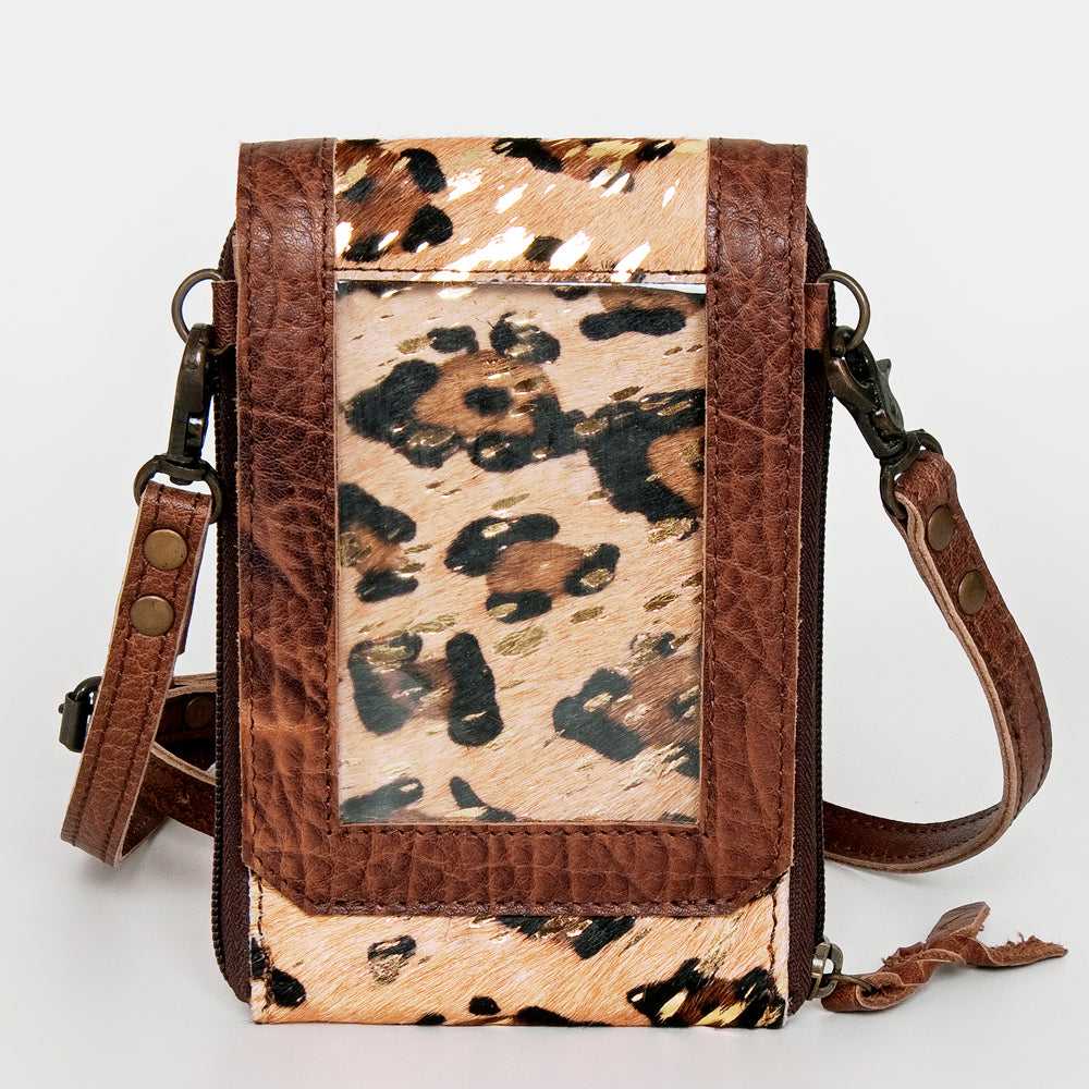 LC-ADBG822 Hair-On Cowhide Crossbody Phone Bag with Silver Speckles