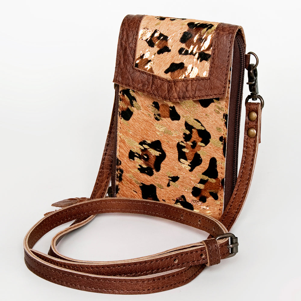 LC-ADBG822 Hair-On Cowhide Crossbody Phone Bag with Silver Speckles
