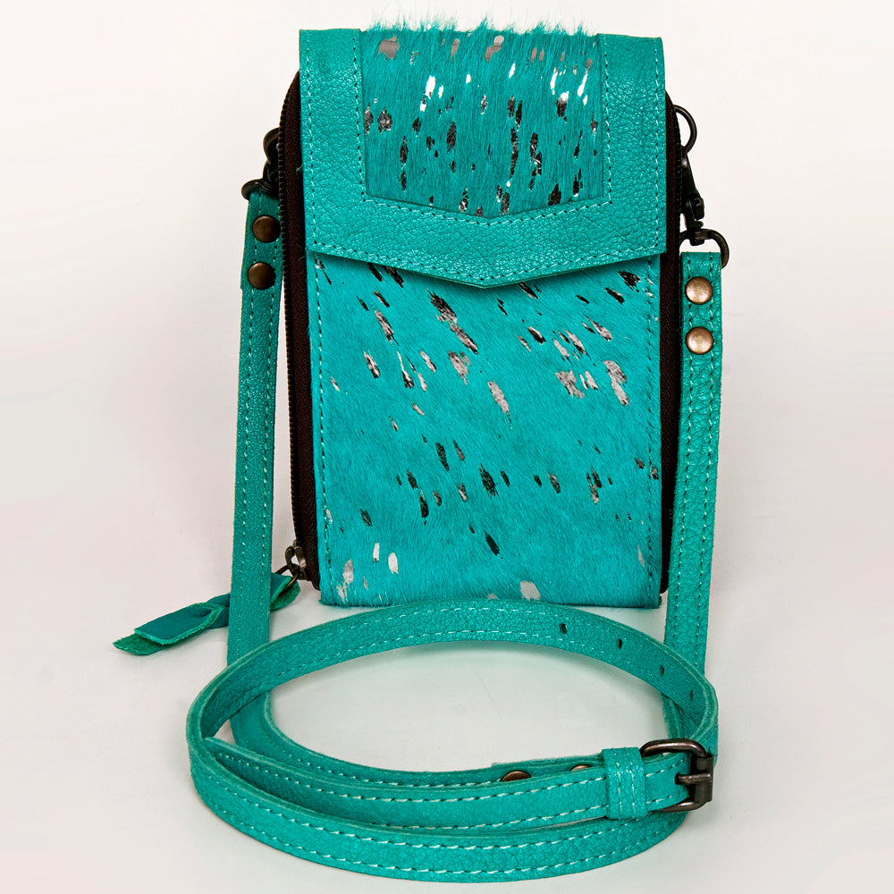 LC-ADBG822 Hair-On Cowhide Crossbody Phone Bag with Silver Speckles