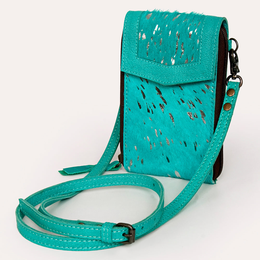 LC-ADBG822 Hair-On Cowhide Crossbody Phone Bag with Silver Speckles