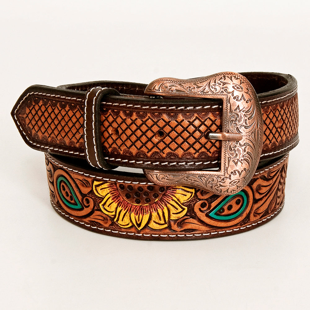 BER155-Hand Painted Western Leather Belt