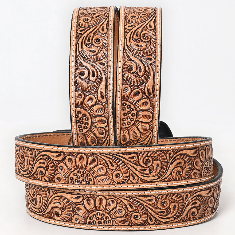 BER192-Hand Carved Western Leather Belt