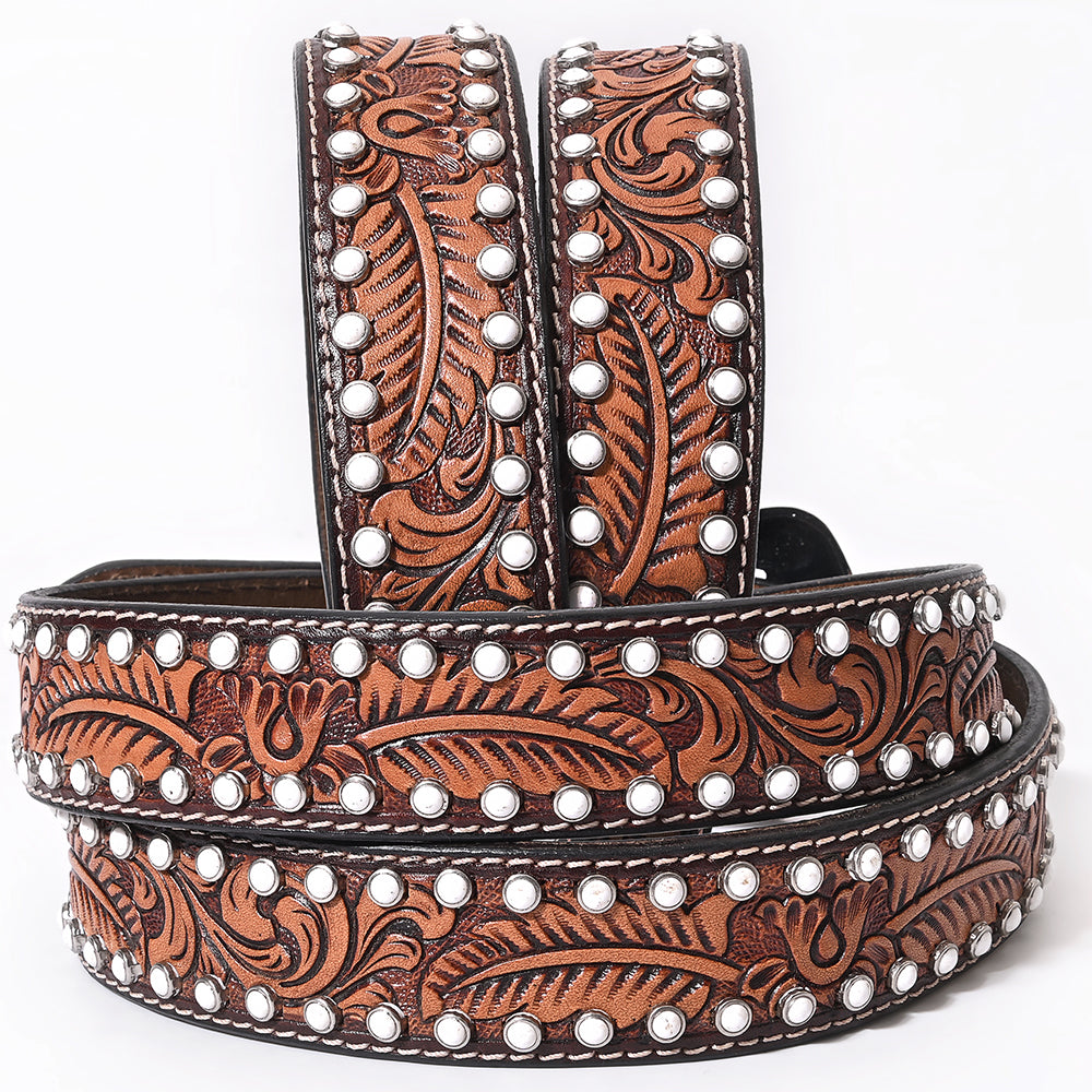 BER193-Hand Carved Western Leather Belt