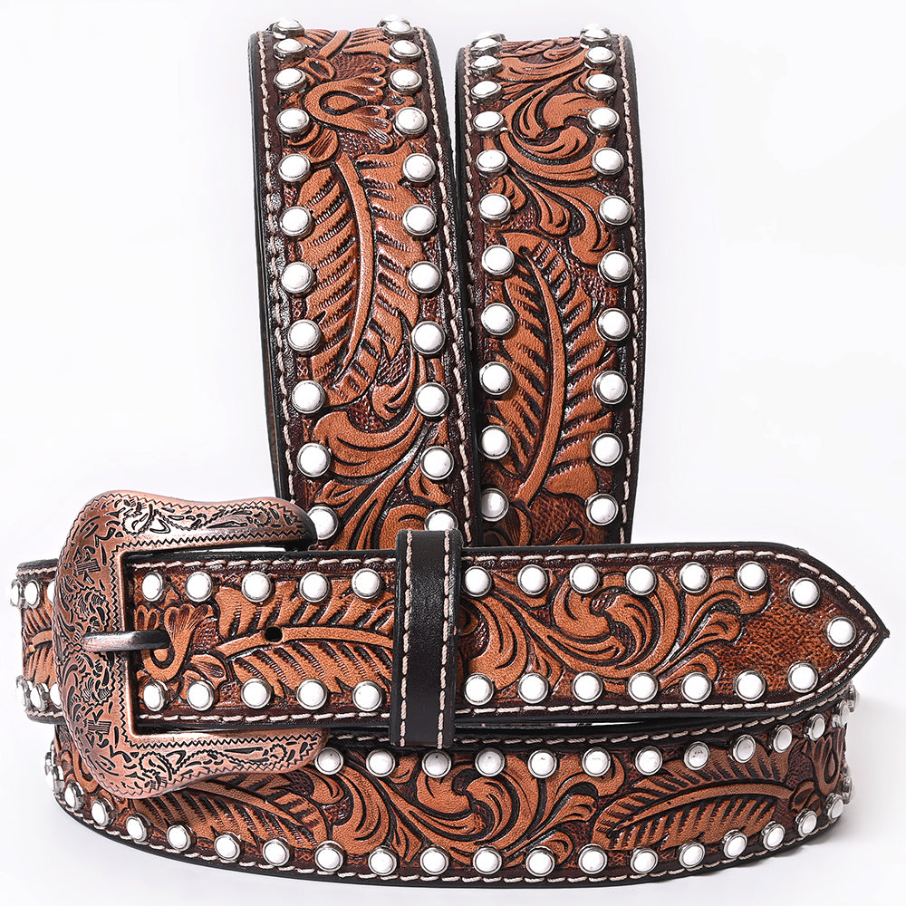 BER193-Hand Carved Western Leather Belt