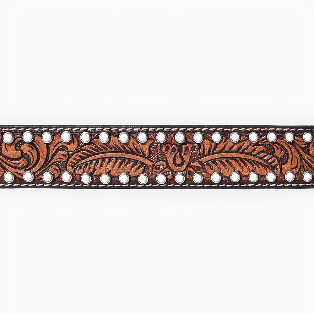 BER193-Hand Carved Western Leather Belt