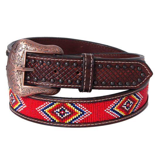 BER220-Hand Carved Western Leather Belt