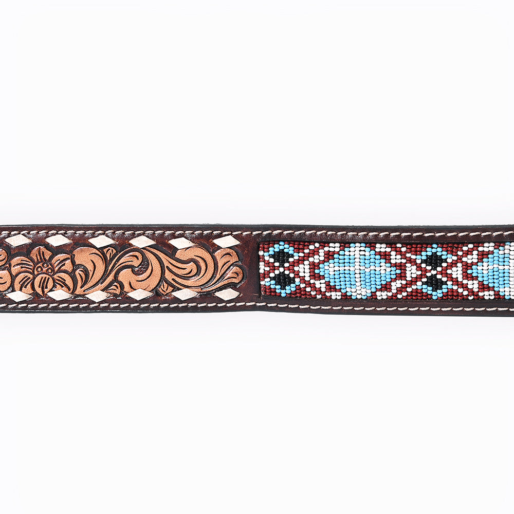 BER221-Hand Tooled Western leather Belt
