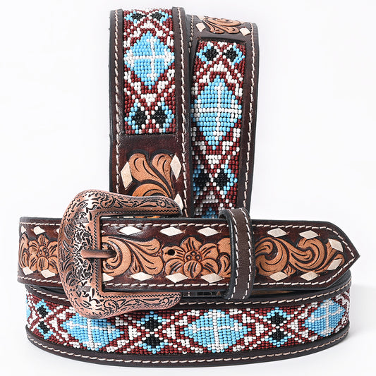 BER221-Hand Tooled Western leather Belt