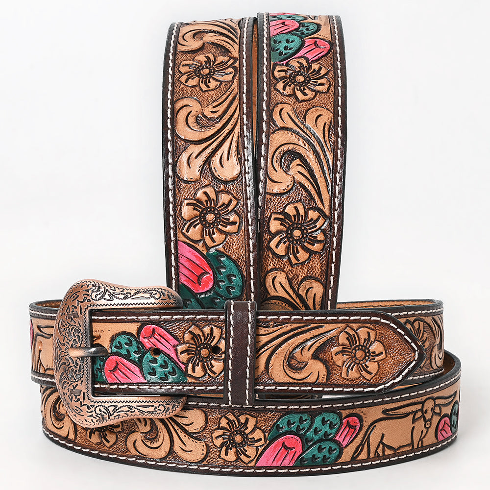 BER236-Hand Carved Western Leather Belt