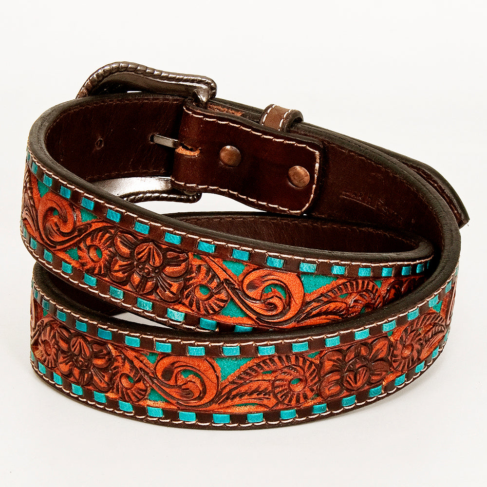 BER241-Hand Carved Western leather Belt