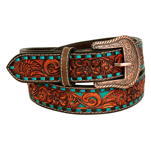 BER241-Hand Carved Western leather Belt