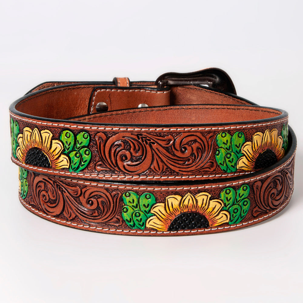 BER247-Hand Painted Western Leather  Belt