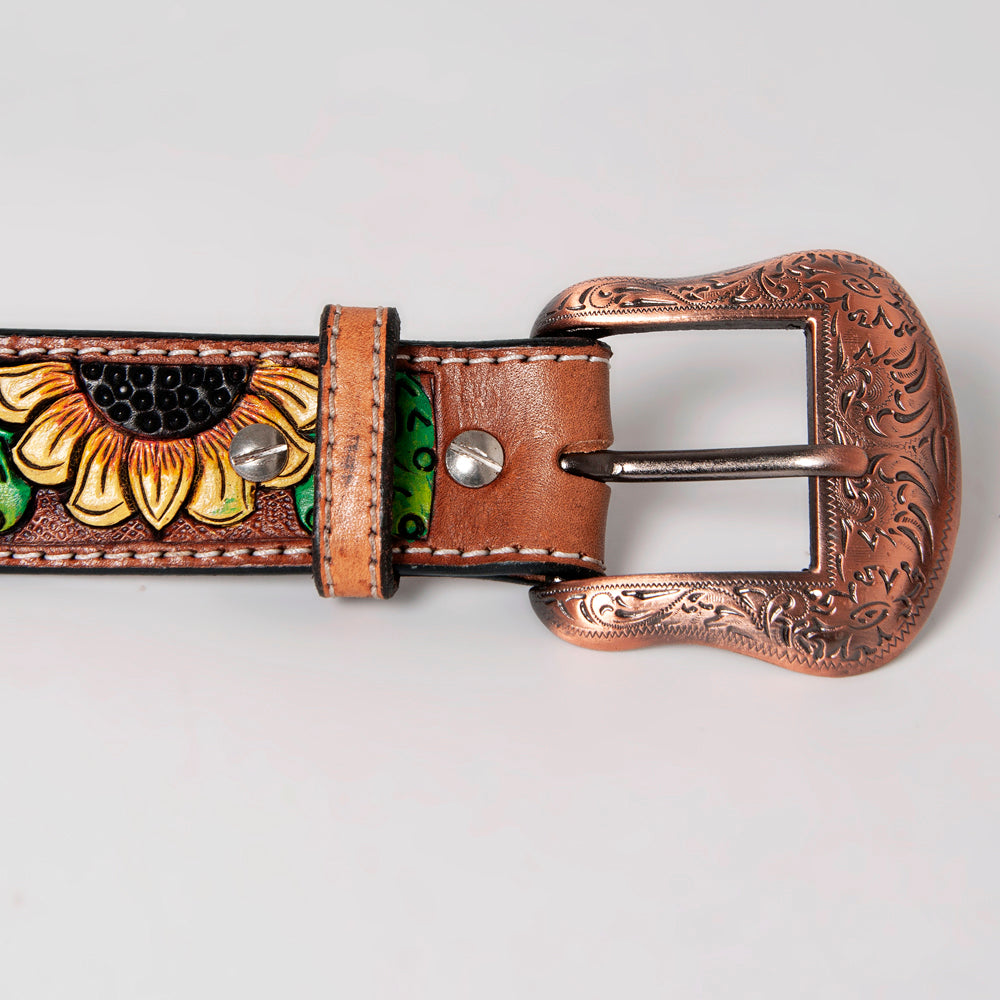 BER247-Hand Painted Western Leather  Belt