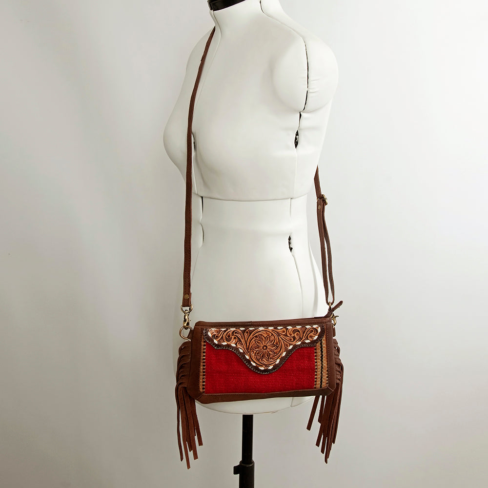 LC-ADBGA244 American Darling Hand-Tooled Leather Saddle Blanket Crossbody