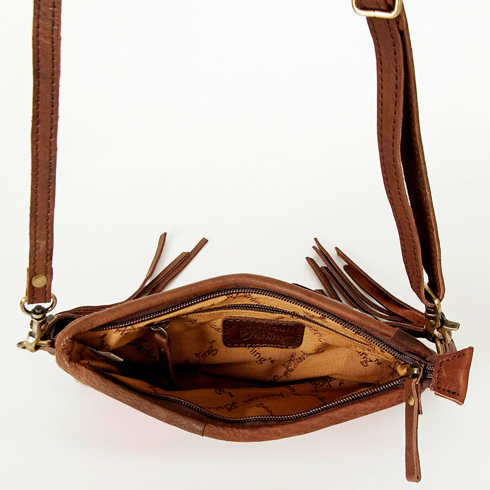 LC-ADBGA244 American Darling Hand-Tooled Leather Saddle Blanket Crossbody