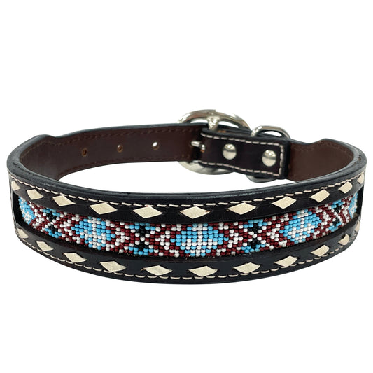 BER221-Western leather Dog Collar