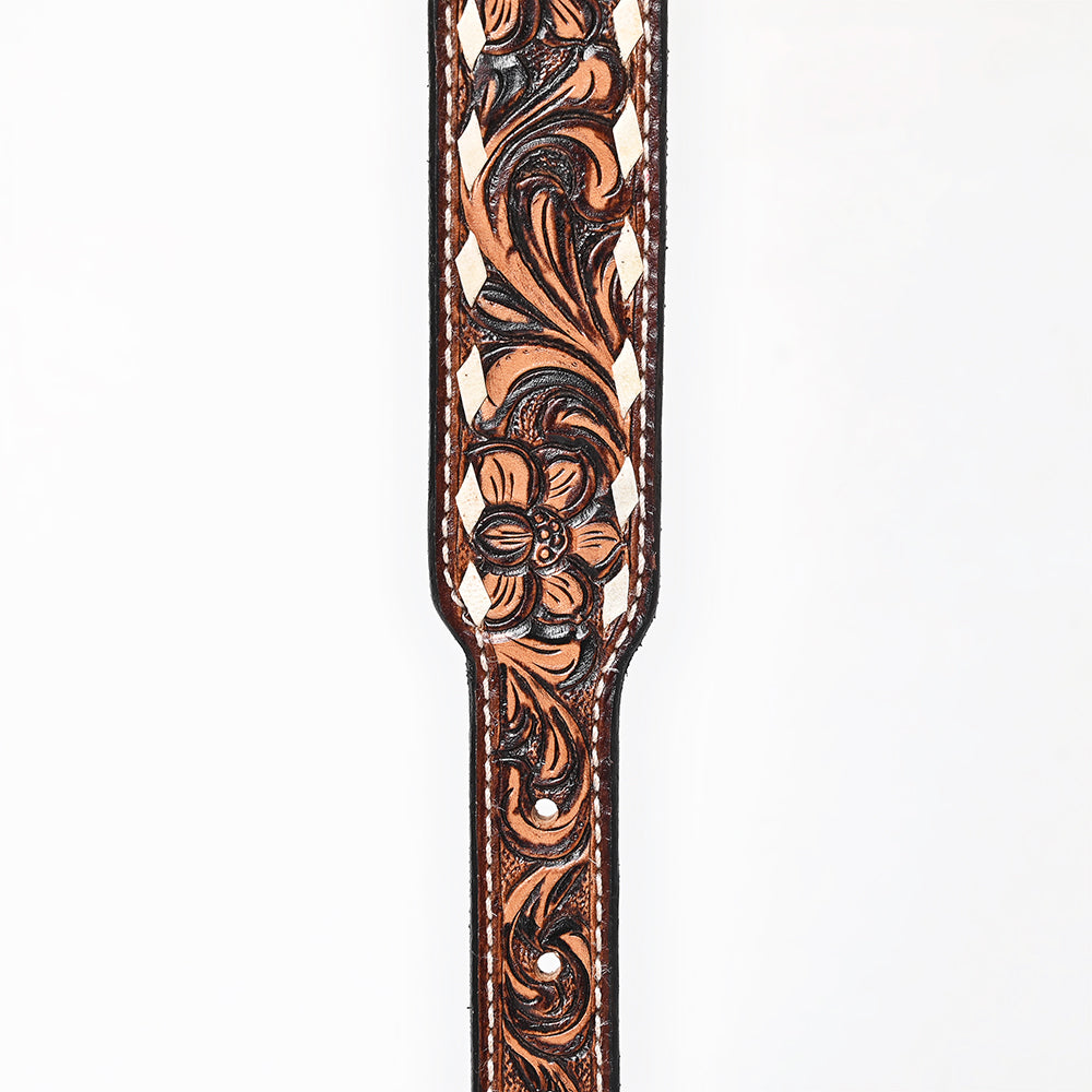 BER196-Hand Carved Western leather Dog Collar