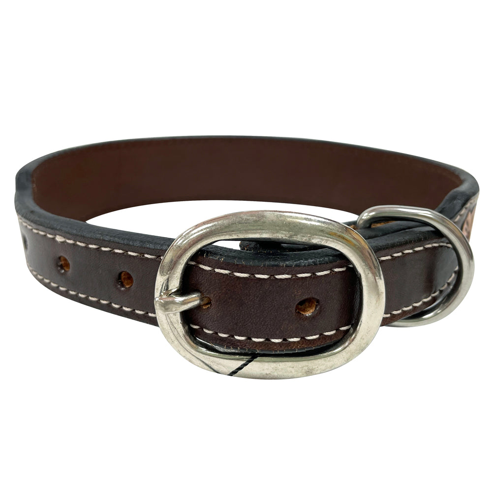 BER164-Western leather Dog Collar