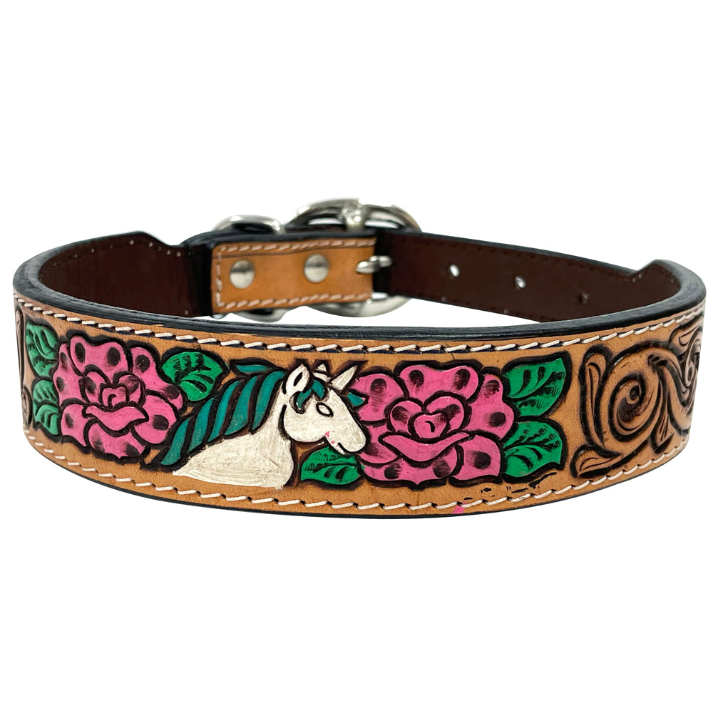 BER164-Western leather Dog Collar