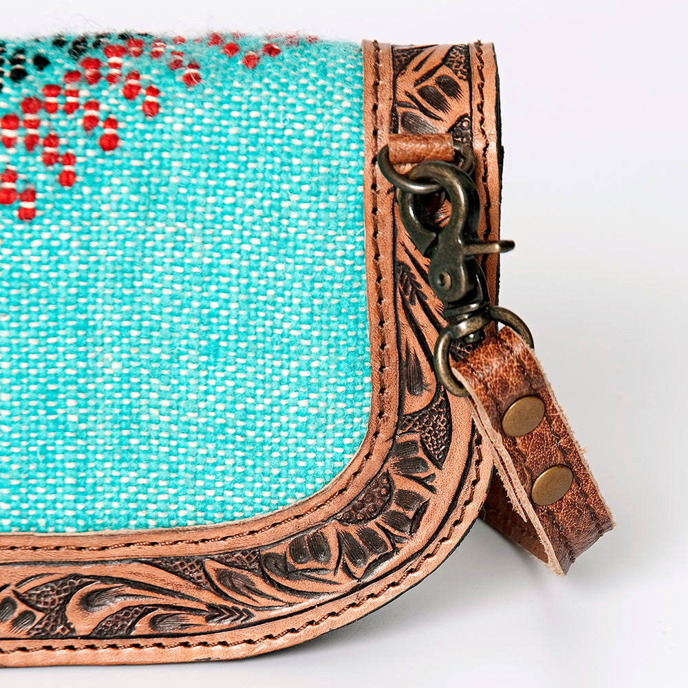 ADBG829 American Darling Western Small Cross body Bag Hand Tooled with Hand-Woven Saddle Blanket
