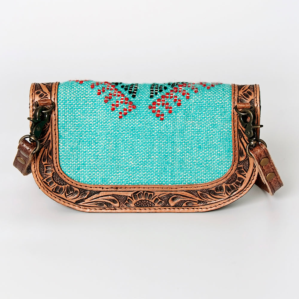 ADBG829 American Darling Western Small Cross body Bag Hand Tooled with Hand-Woven Saddle Blanket