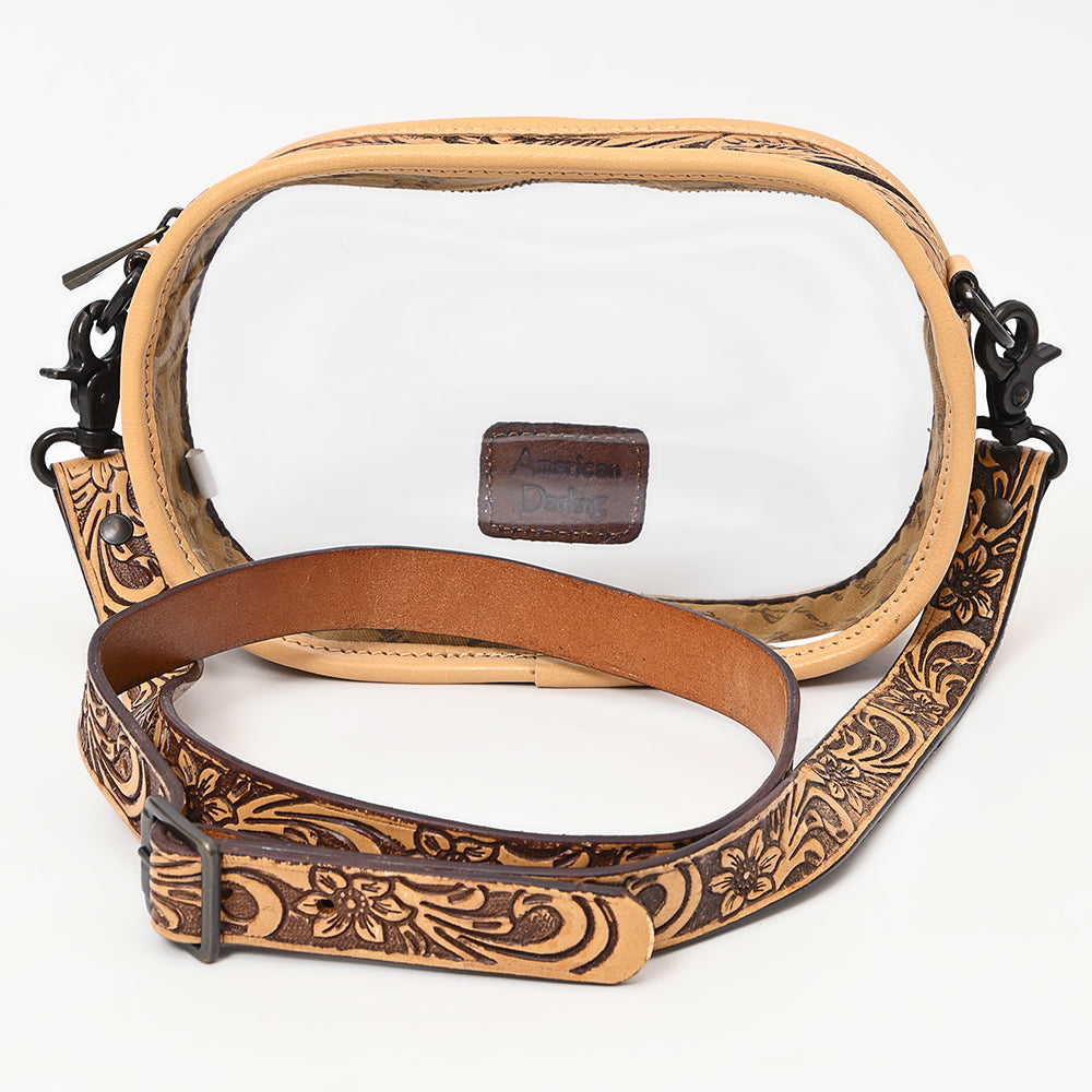 ADBGZ602 Clear Bag Tooled Leather Crossbody Bag - Stadium Approved Western Purse