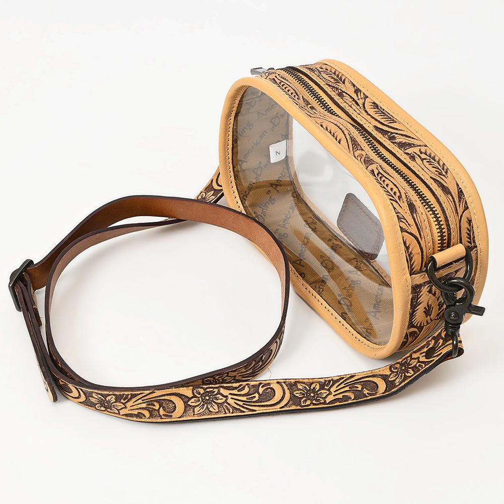 ADBGZ602 Clear Bag Tooled Leather Crossbody Bag - Stadium Approved Western Purse