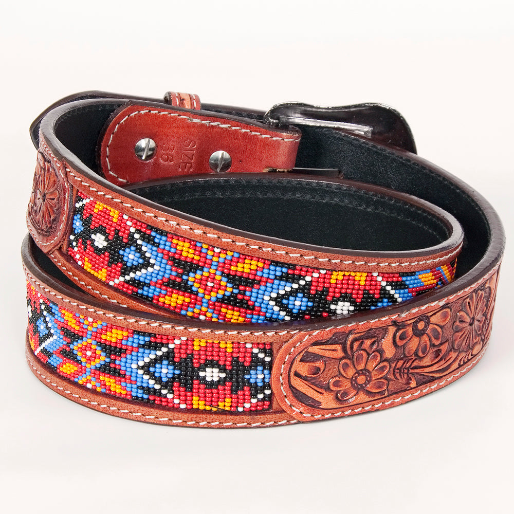 BEE115-Floral Western Leather Belt