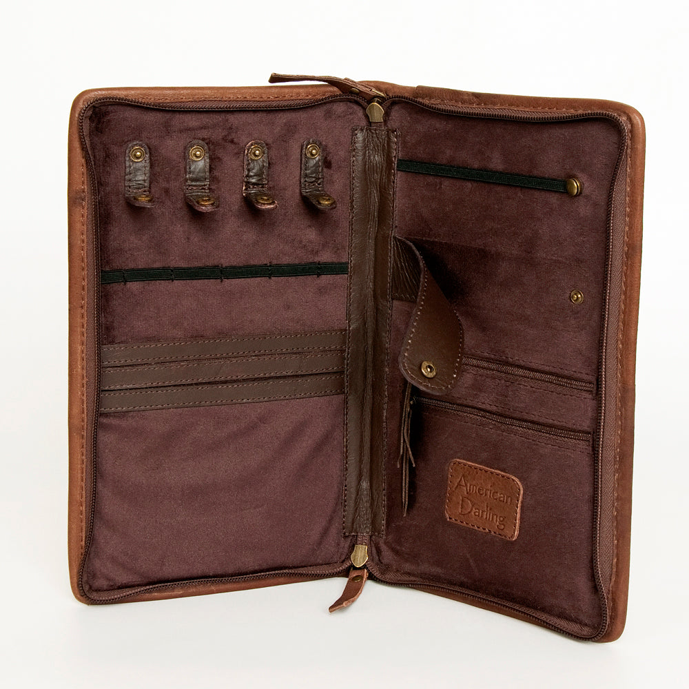 ADBGA246 American Darling Hair-On Cowhide Jewelry Case Hand Tooled Genuine Leather
