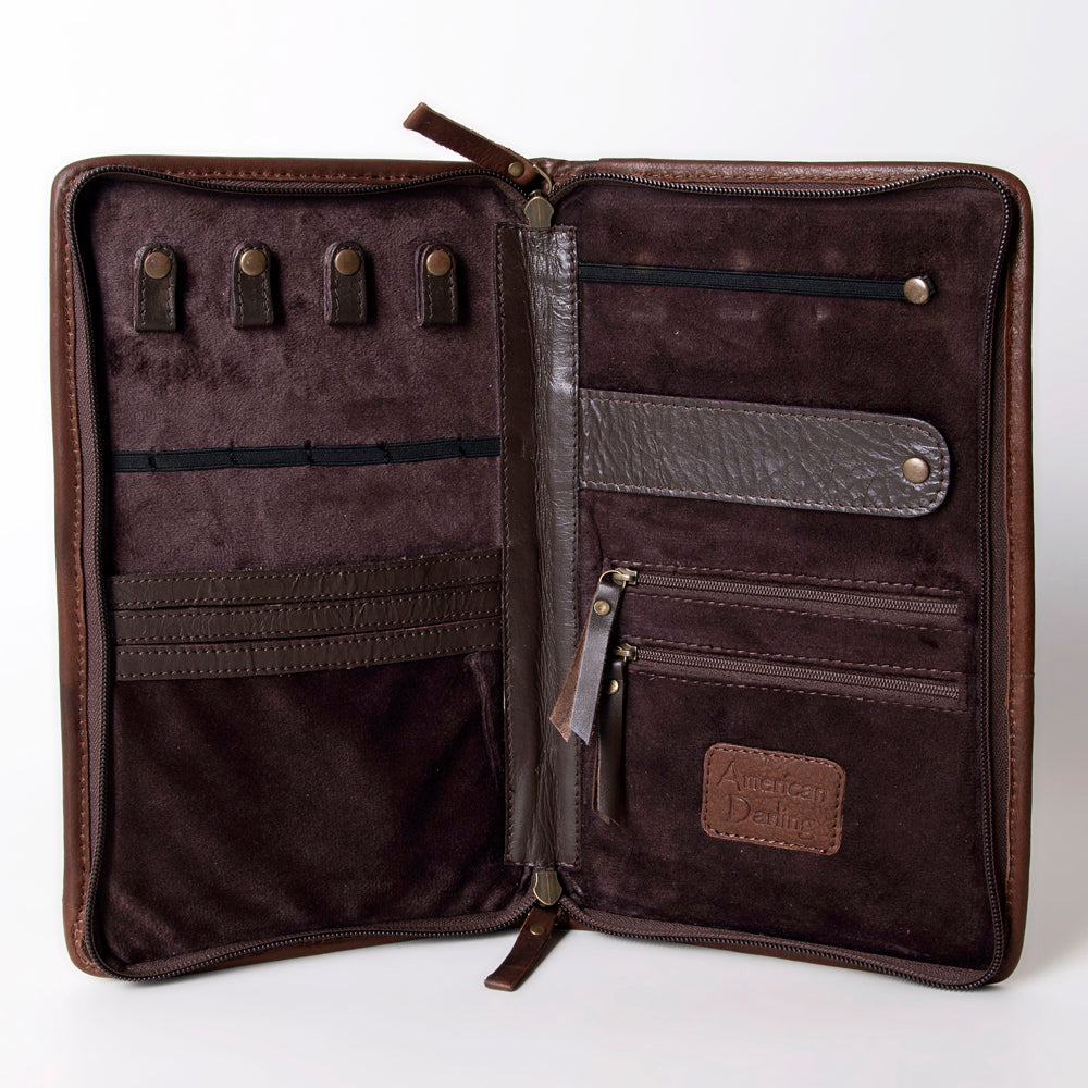 ADBGA246 American Darling Hair-On Cowhide Jewelry Case Hand Tooled Genuine Leather