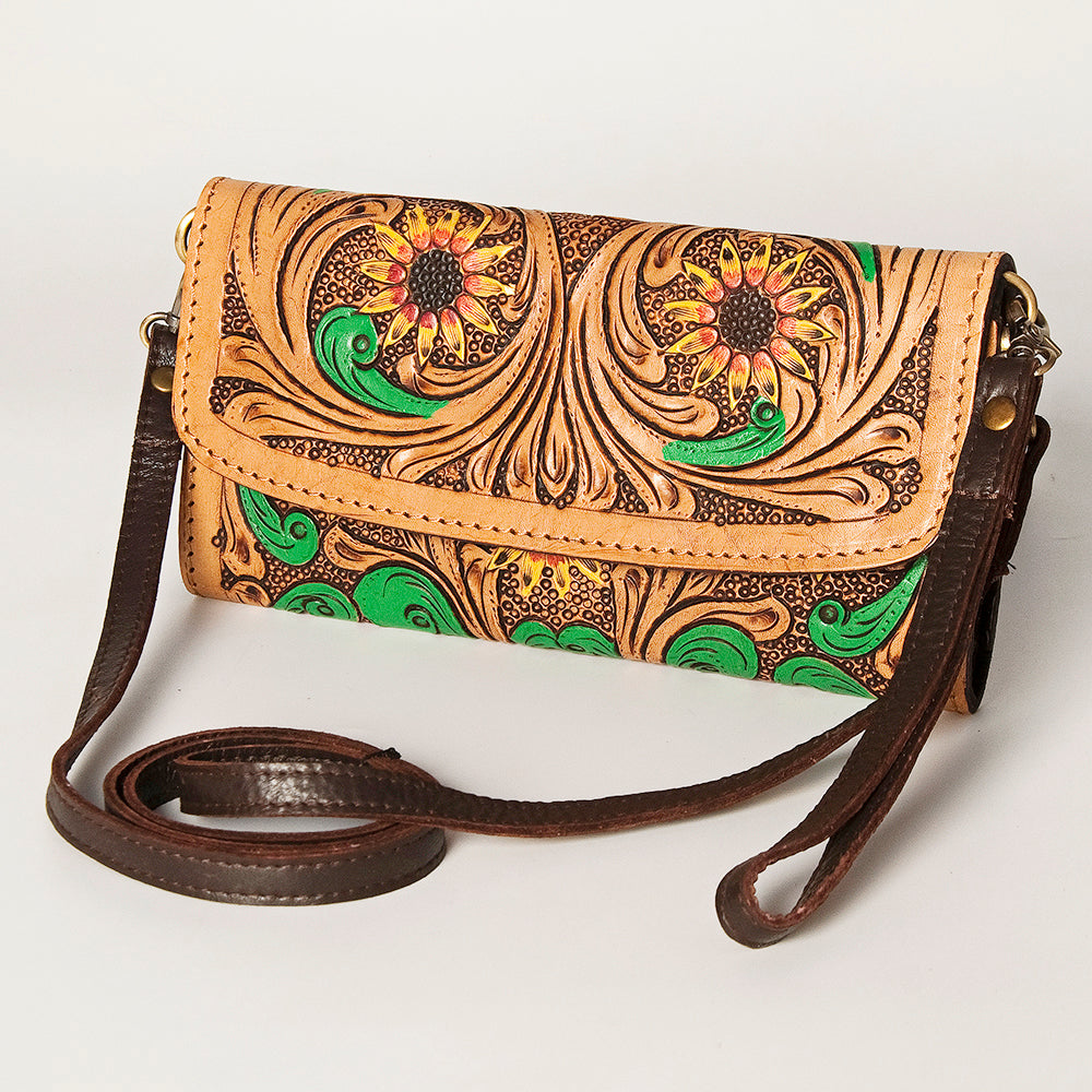 ADBGA247 American Darling Hand Tooled Genuine Leather Small Cross body Bag with Leather Strap