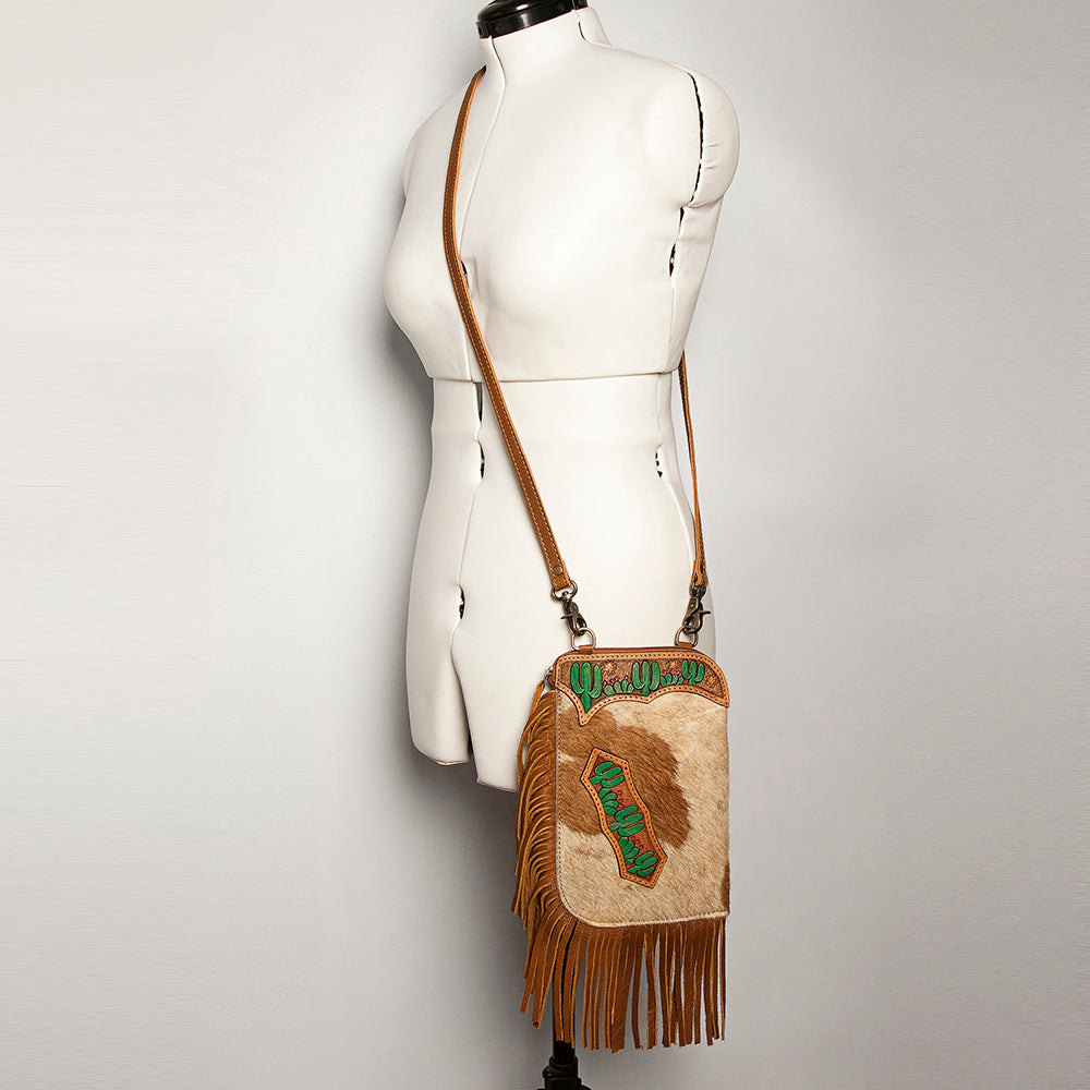 LC-ADBGA249 American Darling Fringe Chaps Bags Hand Tooled Hair-On Genuine Leather