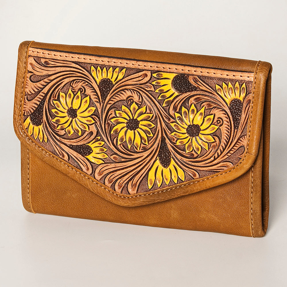 ADBGA250 American Darling Hand Tooled Genuine Leather Jewelry Case Floral Carved