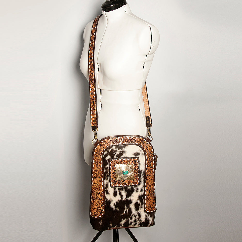 ADBGA251 American Darling Hair-On Cowhide Large Cross body Bag Hand Tooled Leather